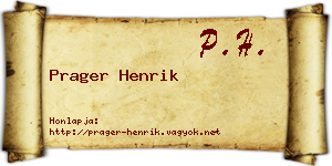 Prager Henrik névjegykártya